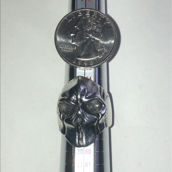 Size 8 Silver Tone Skull Boho Biker Ring - Picture 7 of 7